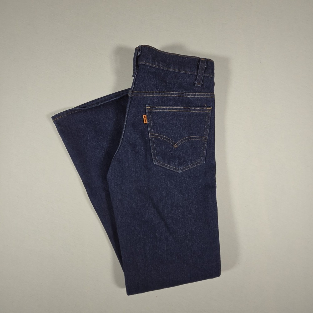 Vintage 80s Levi's 784 Bell Bottom Jeans 29x31 Orange Tab Dark Wash‎ Denim USA